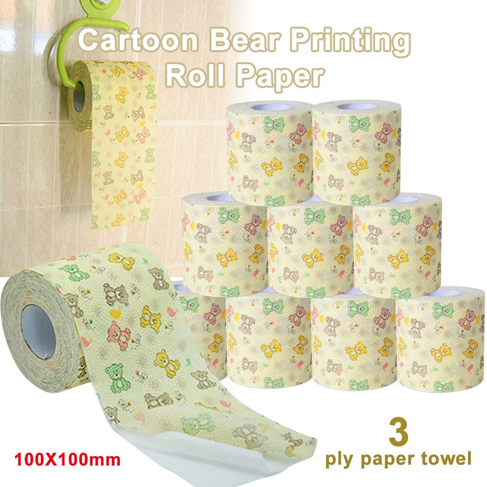 Bear roll paper printing paper towel cute cartoon core roll Bath Toilet Roll Paper 3 Ply Tissue Roll household toilet paper