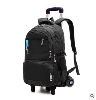 ZIRANYU School Wheeled backpack bags for boys Children Trolley Backpacks for school kids backpack on wheels Student rolling bags: 2 wheels black