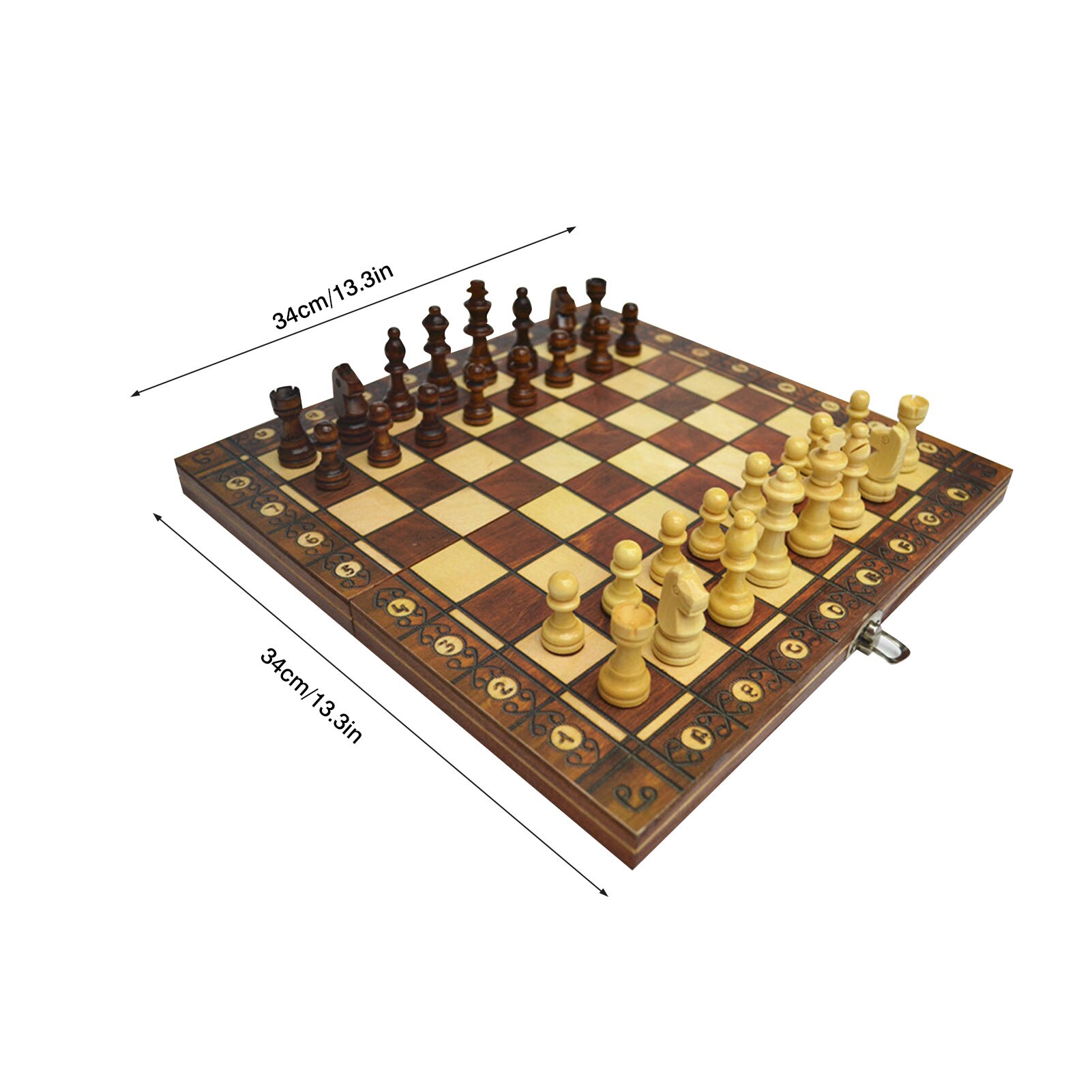 3 In 1 International Chess Set Wooden Chess Game Backgammon Checkers For Indoor Table Game Folding Chessboard Family Travel Game: Red