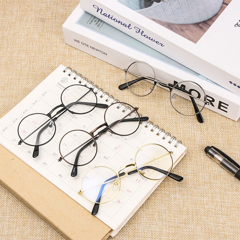 Transparent Eyewear Glass Round Metal Glasses Frame Spectacle Clear Lens Optical Baby Boys Girls Eyeglasses Photography props