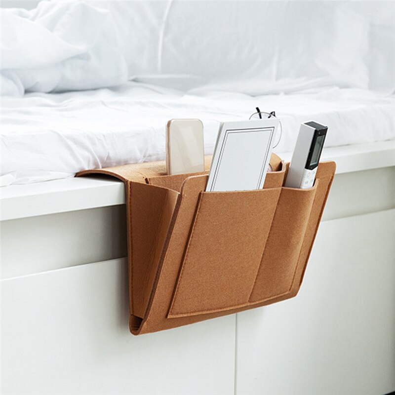 Bedside Storage Organizer Hanging Caddy Bed Holder Pockets Bed Pocket Sofa Organizer Pockets Book Felt Bed Holder Pockets: brown