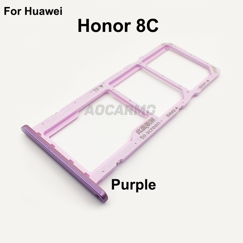 Aocarmo Nano Sim Card Tray MicroSD Slot Holder For Huawei Honor 8C BKK-AL10 BKK-AL00 Replacement Part: 8C-- Purple