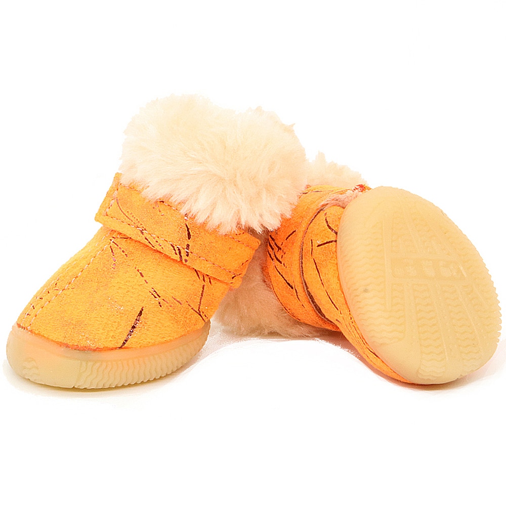 Hiver chien chaussures fourrure chien botte anti-dérapant animaux chat neige bottes 4 pièces/ensemble petits chiens chats chaussures Yorkshire Chihuahua