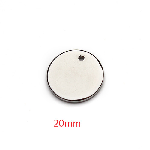 Pendentifs vierges pour colliers, 20 pièces, 6, 8, 10, 20, 25mm, pendentifs en acier inoxydable pendentifs étiquettes de chien, fabrication bijoux à bricoler soi-même: 20mm