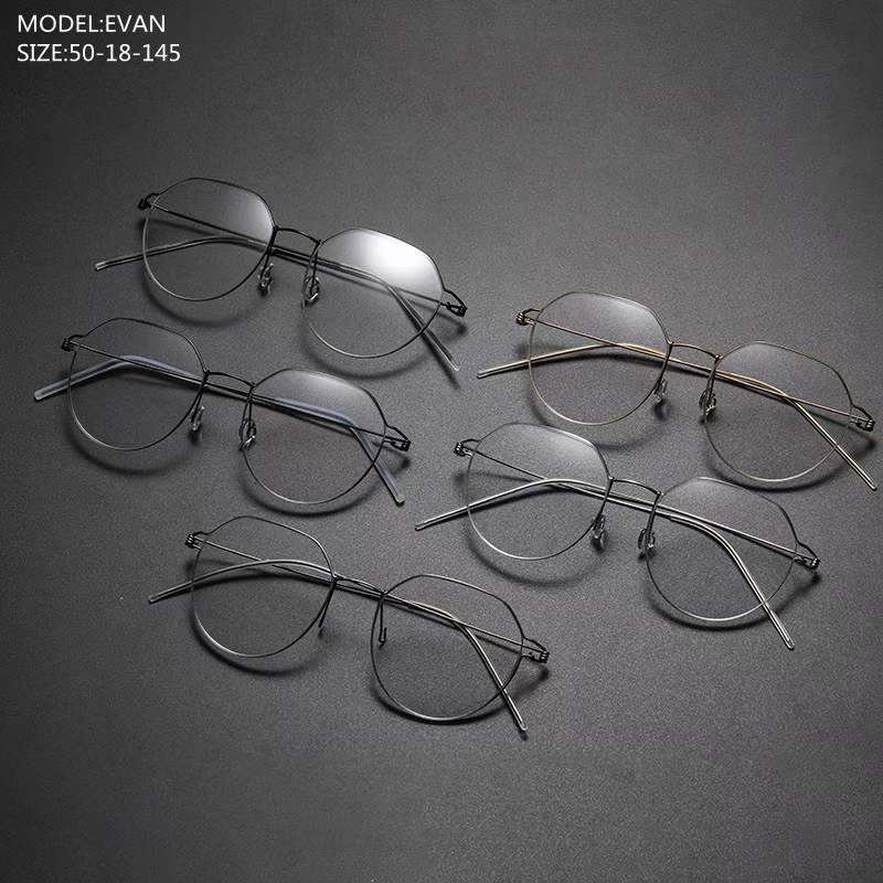 Dänemark Ultraleicht Schraubenlose Titan Brille Rahmen Männer Optische Brillen Frauen Myopie Runde Brillen Evan