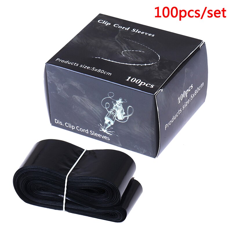 100/200 Stuks Wegwerp Zwart/Blauw Tattoo Clip Cord Mouwen Tassen Covers Voor Tattoo Accessoire Machine Tattoo