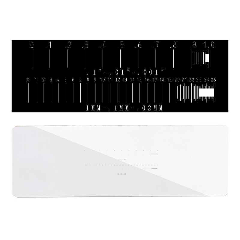 DIV-micrómetro de medición de 0,01mm, regla microscópica de vidrio de 0,01mm, regla de calibración de medición de inspección de microscopio: Rojo