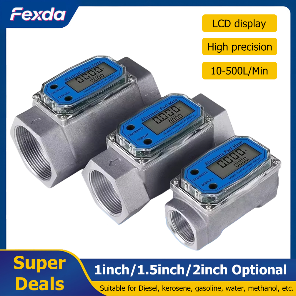 Digital Turbine Water Flow Meter Flowmeter Gauge PCB Electronic Flow Indicator Sensor Counter for Petrol Fuel Kerosene Methanol