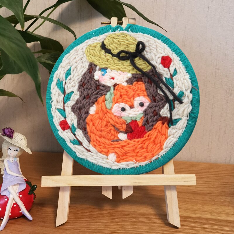DIY Cartoon Easy Punch Needle Embroidery Kit Punch Needle Cross Stitch for Beginner Handcraft Wall Painting Home Decor: B 20cm withoutneedle