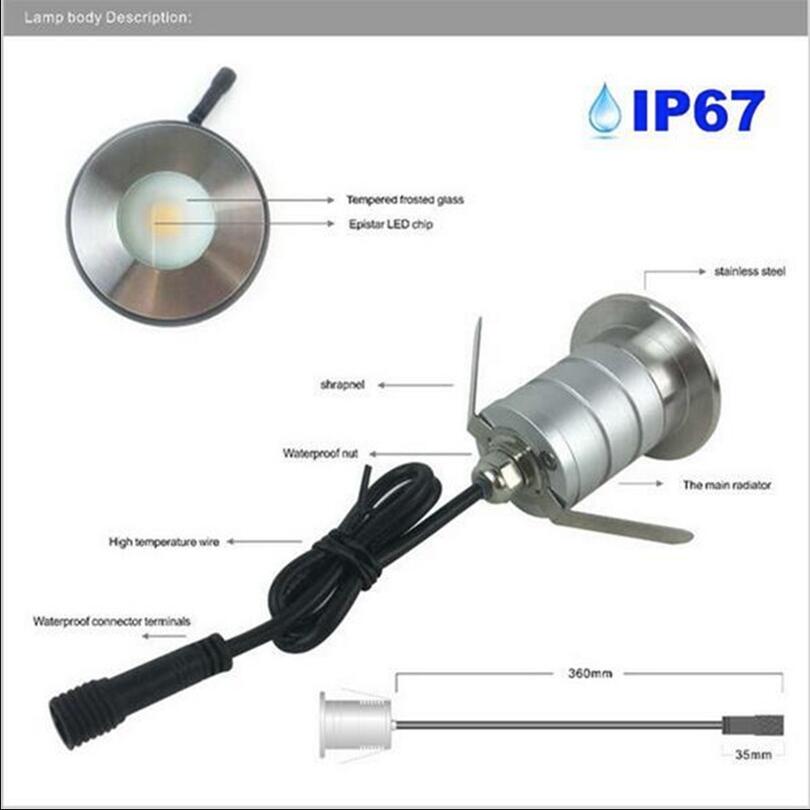 3w led underjordisk lys  ip67 dc12v-24v cree innfelt gulvbelysning på vannet, vanntett begravd lampe, hagelykt