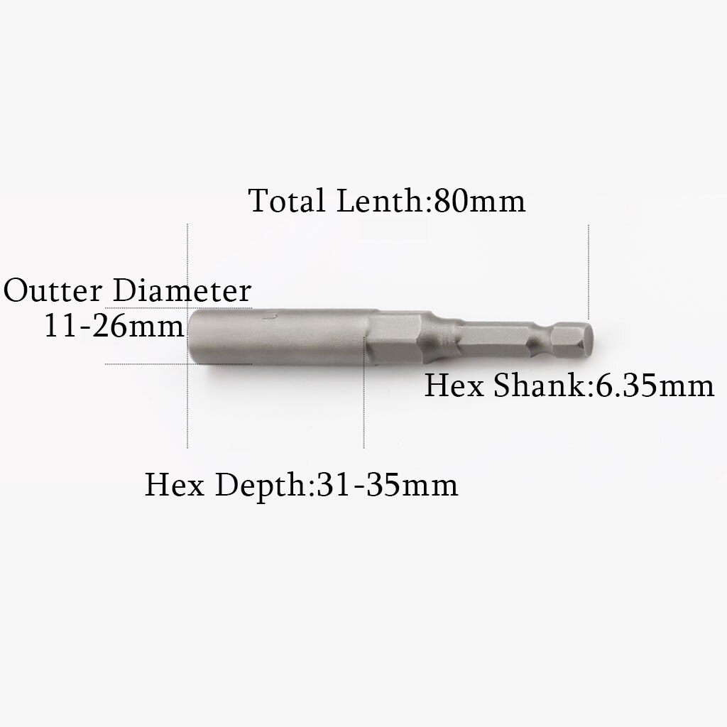 1/4 Inch 6-19mm Length 80mm Hex Shank Power Nut Driver Magnetic Drill Bit Socket Wrench Set Adapt Tools