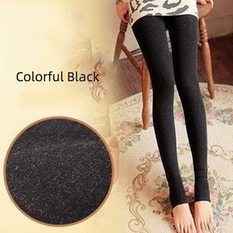 Winter Warm Women's Tights Plus Velvet Thickening Colored Seamless Tights Female Thermal Pantyhose Woman: Color Black Tights