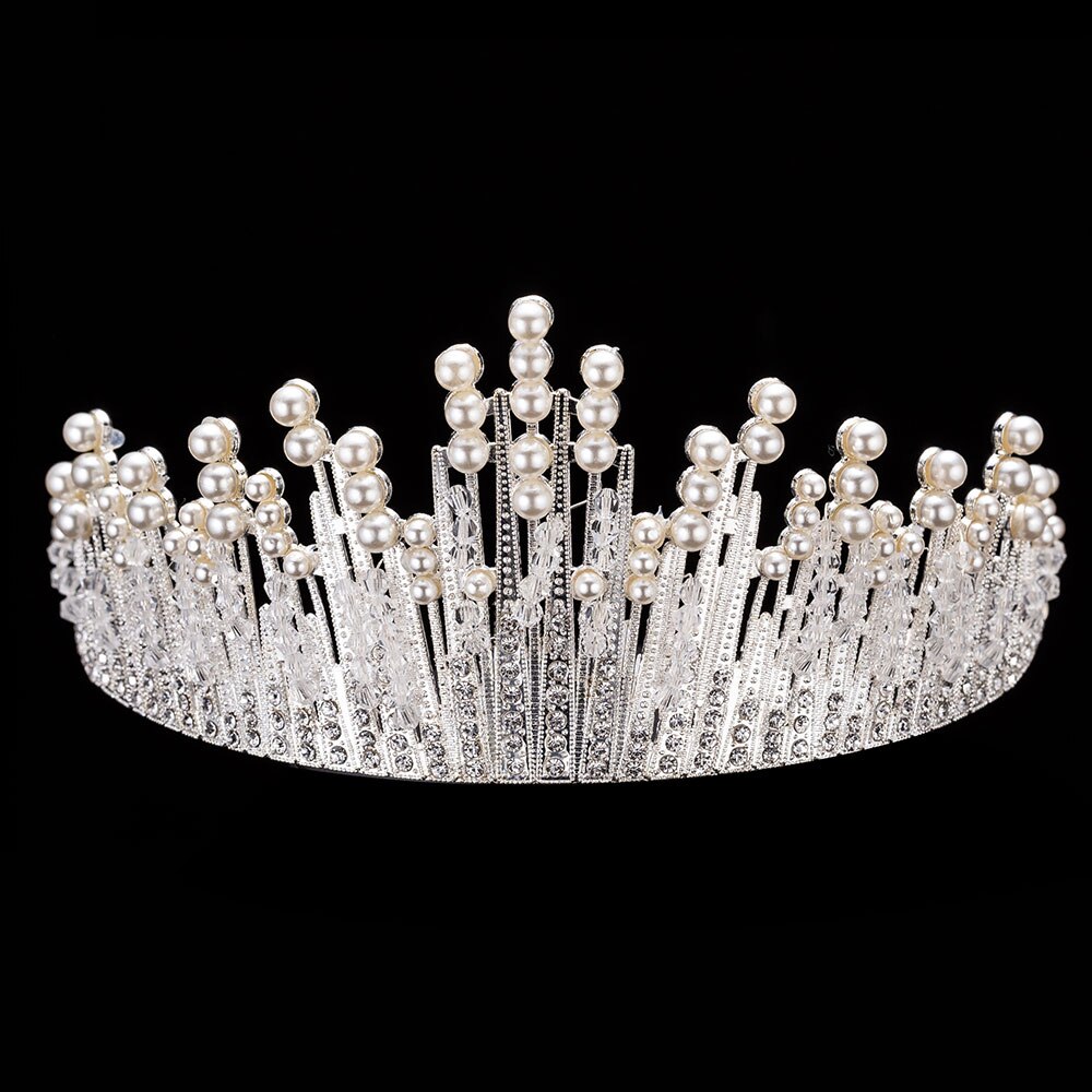 Ensemble de bijoux de fantaisie en cristal pour mariée, perles, collier ras du cou, boucles d'oreilles diadème, ensemble de bijoux de mariée pour femmes,: 1PCS Crown 3