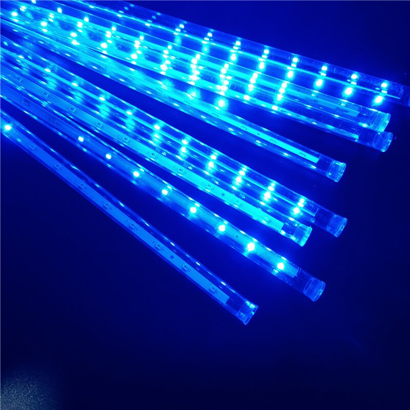 8 Tubes LED Meteor Shower Strip Light Outdoor Waterproof Fairy Lights for Garden Street Garlands Christmas Decorations: Blue / 50cm US Plug 110V