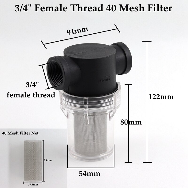 1/2 3/4 1 Inch Garden Watering Filter Pond Irrigation Filter Aquarium Fish Tank Water Pump Strainer 10~80 Mesh Filter Screen: 3I4 Inch 40 Mesh