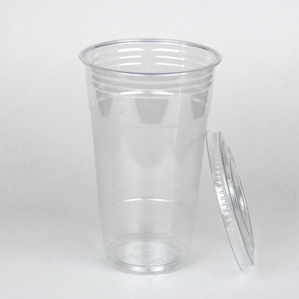 100 pakker 700ml 24oz klare plastik kopper med låg til iskold drikke kaffe te smoothie, ekstra stor størrelse