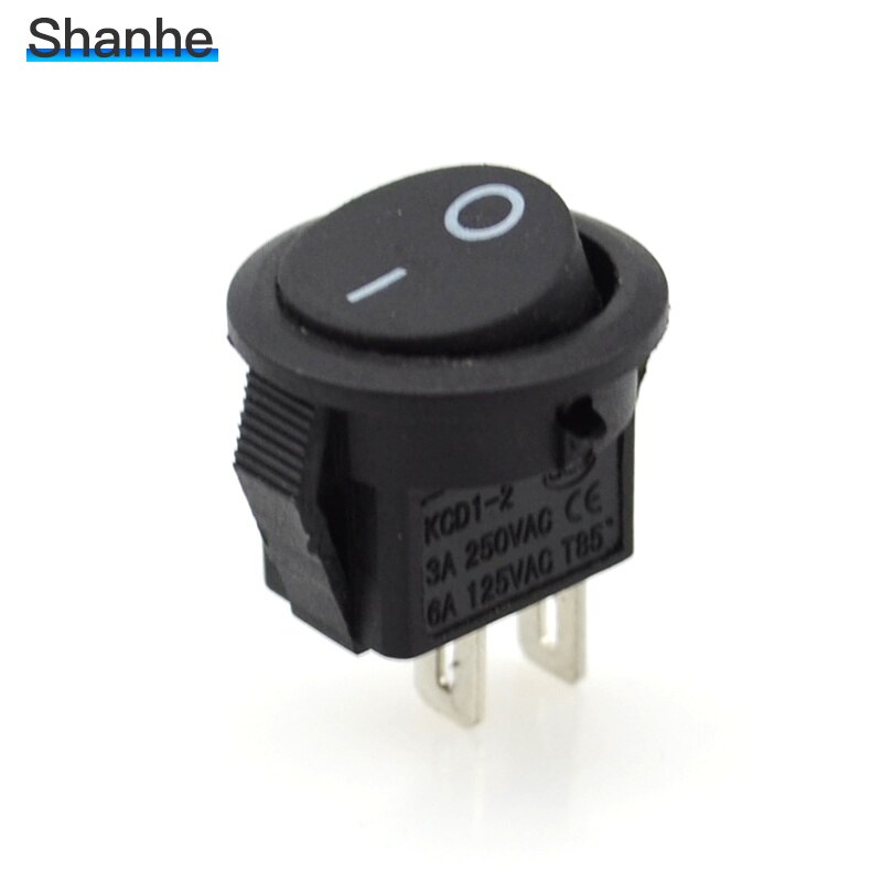 5pcs Small Round Black 2pin Rocker Switch Seesaw Power Switch 3A 250V 6A 125VAC