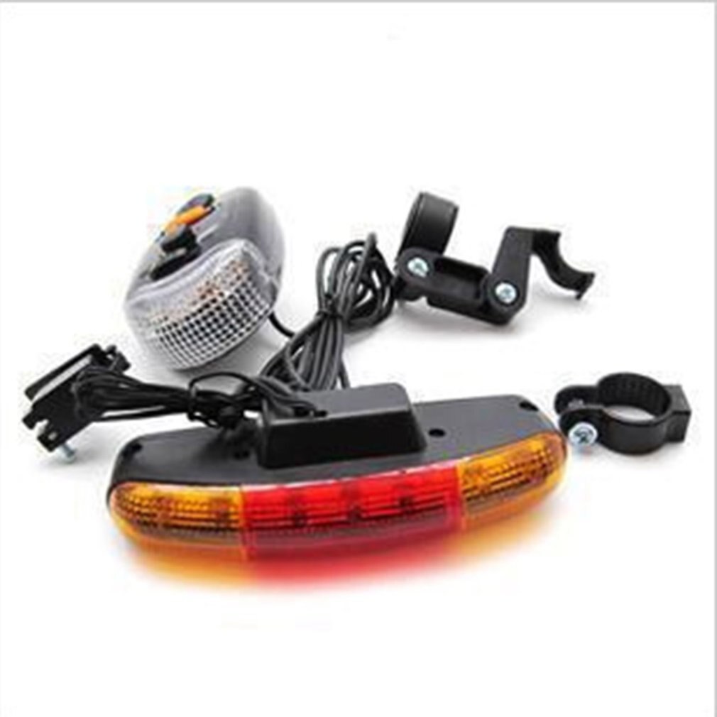 7 LED vélo vélo clignotant directionnel feu stop lampe 8 son klaxon fixe montage ensemble vélo lumière sécurité dans l'obscurité: Default Title