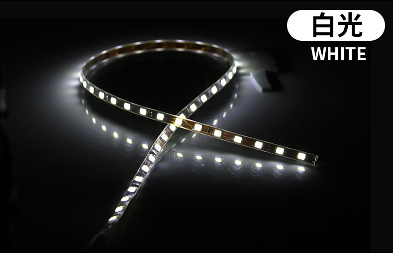 12V Universele Auto Led Decoratieve 45Cm Strip Verlichting Motorfiets Decoratie Led Bar Auto Interieur Ambient Sfeer Strip Verlichting: koud wit 6000k