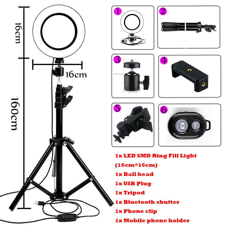 Dimmable Ring LED lamp Studio Camera Ring Light Photo Phone Video Light Lamp With Tripods Selfie Stick Ring Fill Light: Blue