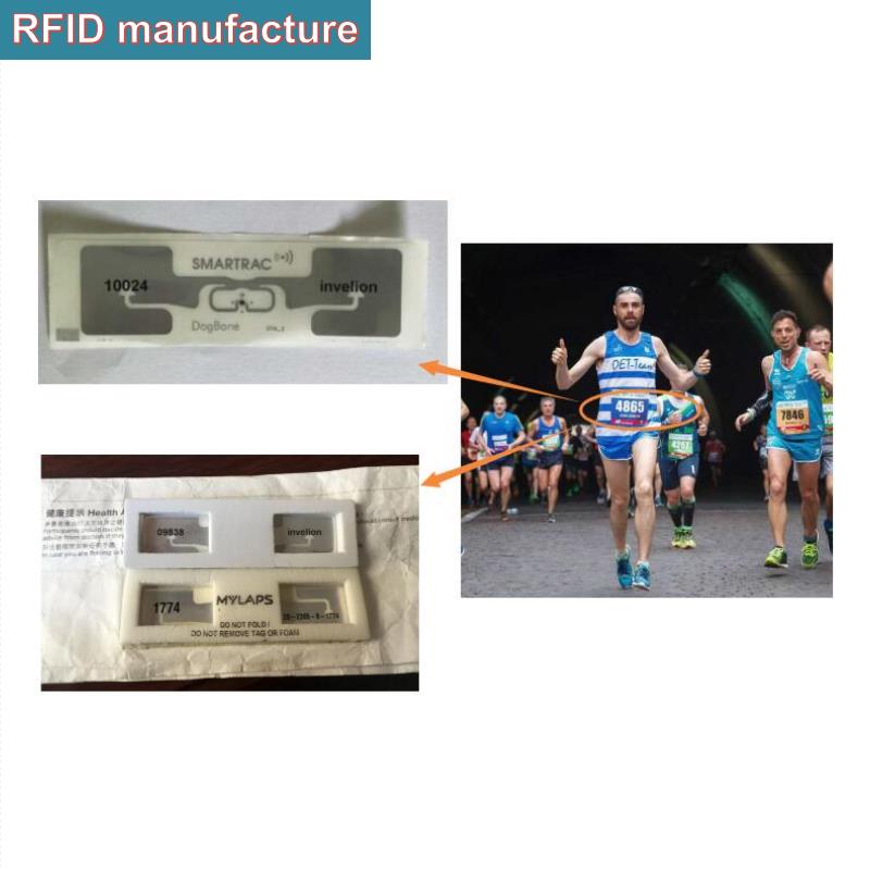 Freies 100 stücke impinj monza R6 chip smartrac dogbone bib tag mit schaum rfid uhf 860-960MHz für marathon timing rennen