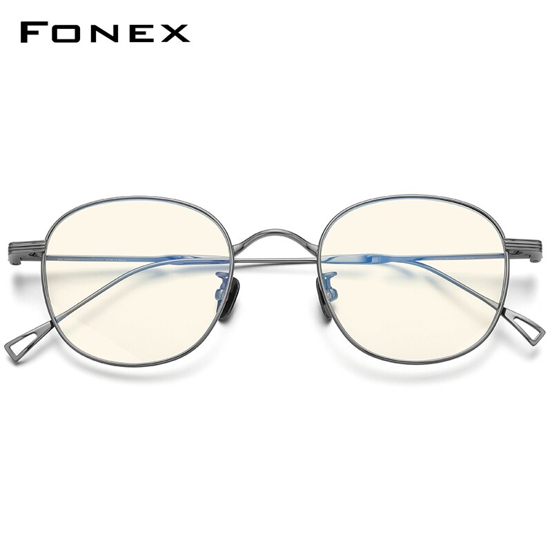 FONEX Titanium Anti Blauw Licht Blokkeren Computer Bril Vrouwen Kleine Gezichten Retro Ronde Filter Ogen Brillen Mannen 8554AB