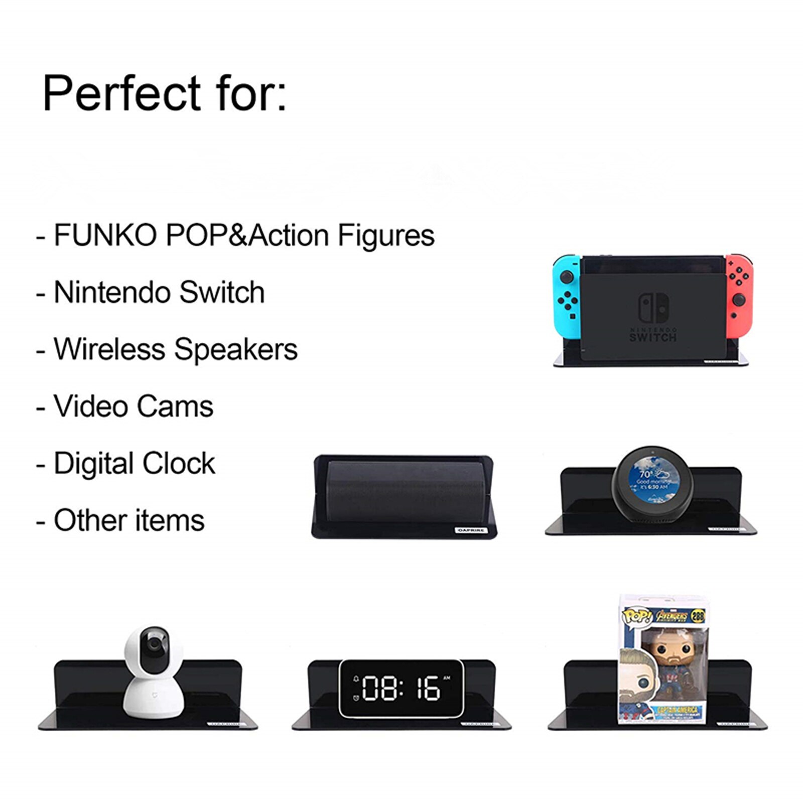 Acrylic Floating Wall Shelves Damage-Free Expand Wall Space Small Display Shelf For Switch/Smart Speaker/Action Figures