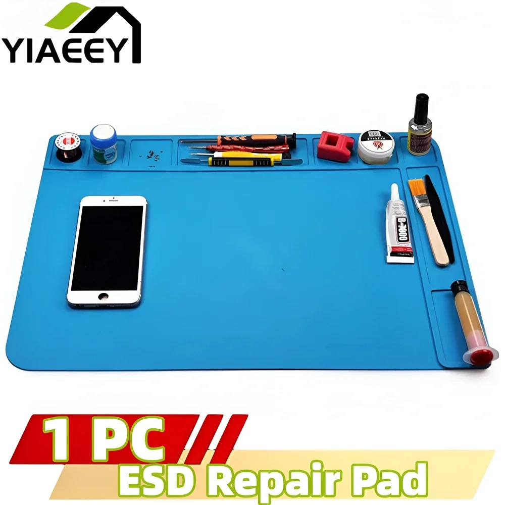 Soldering Mat ESD Antistatic Heat Resistant Insulation Work Mat Soldering Station Kit Silicone Repair Pad Maintenance Platform