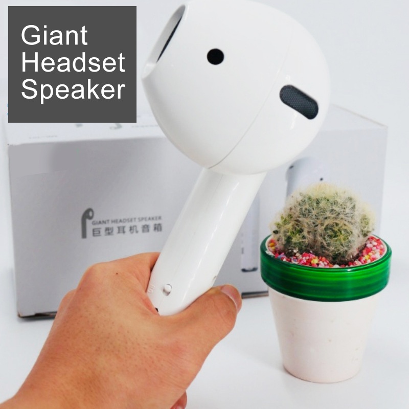 Modelo de auricular gigante, altavoz inalámbrico con Bluetooth, auriculares con forma de reproductor de música estéreo, altavoz , barra de sonido de reproducción de Radio