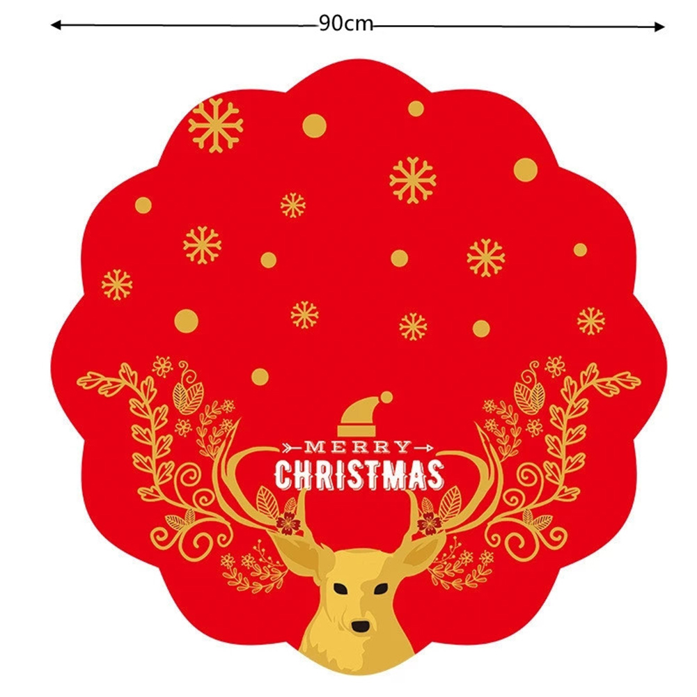 90cm Christmas Tree Skirts Floor Mat Personality Exquisite Wear-resistant Plush Edge Cover Year Xmas Party Home Decoration: D