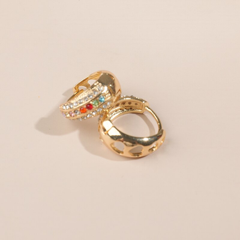 Luksus cubic zirconia hoop øreringe til kvinder flerfarvet udsagn cz krystal huggie øreringe guldfarve bryllups smykker