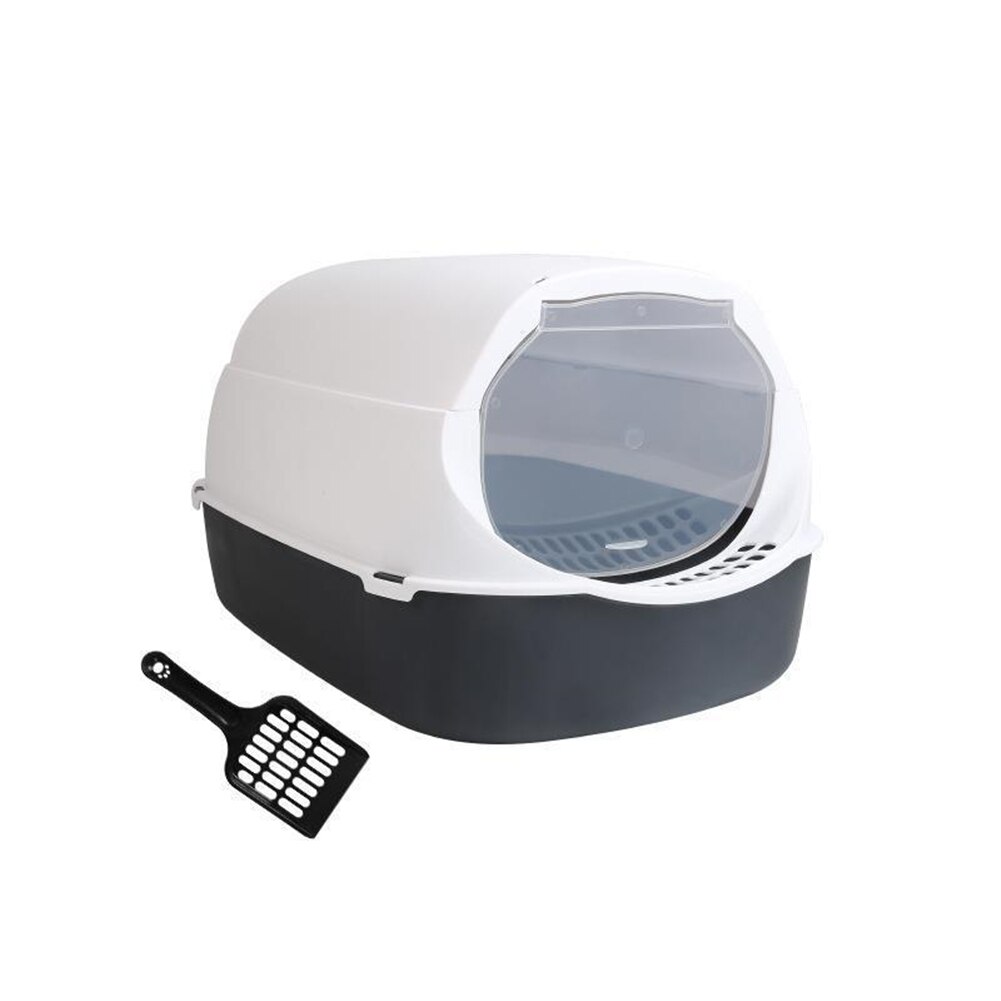 Cat Litter Box Pet Kitten Plastic Clean Basin Bedpan Indoor Puppy Kitten Anti Splash Toilet Pet Deodorant Fully closed Sandbox: Style A-black