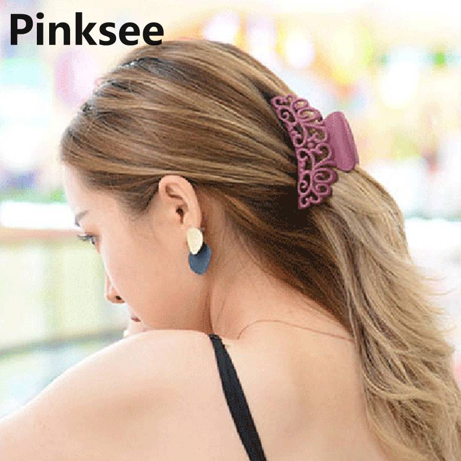 Dames Dames Grote Haardracht Haar Klauw Clips Baret Haar Krab Klem Scrub Plastic Holle Bloem Haarspeld Accessoires