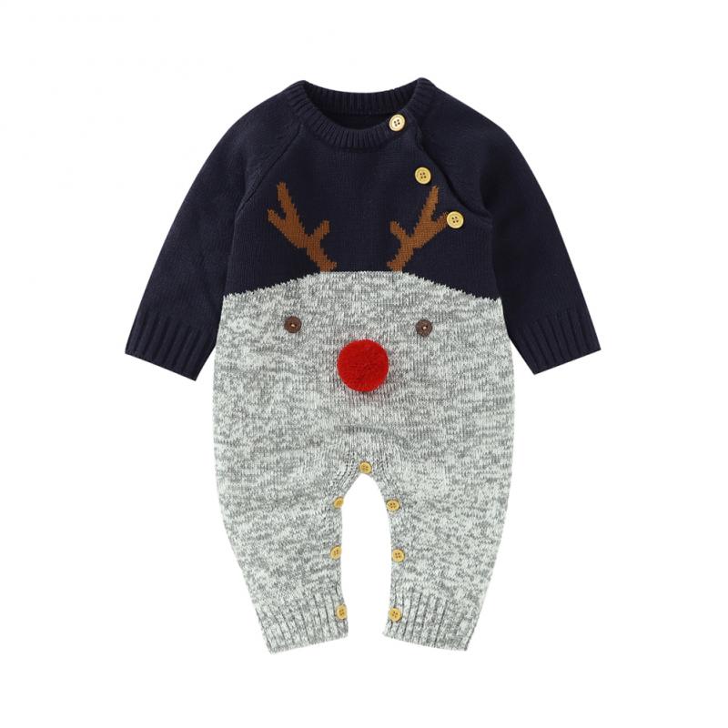 Ins Jongens En Meisjes Gebreide Cartoon Herten Romper Kerst Trui Cartoon Kerst Elanden Jumpsuits Voor Jongens En Meisjes: 02 / 70cm