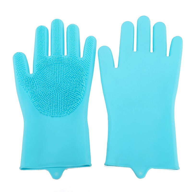 2 sztuk wielofunkcyjne silikonowe rękawice robić sprzątania magiczne silikonowe rękawiczki robić mycia naczyń robić kuchni guma domowa rękawice robić mycia naczyń: niebieski