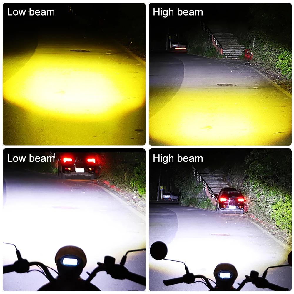 Bombilla para faro de motocicleta, 10000LM, H4/H6, 12V, focos LED para Moto, lente CSP, lámpara Hi Lo blanca y amarilla, accesorios para patinete, luces antiniebla