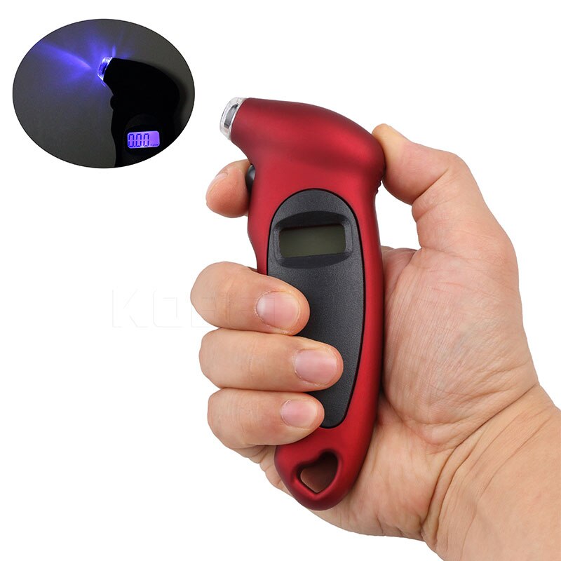 Digital Car Tire Tyre Air Pressure Gauge Meter LCD Display Manometer Barometers Tester for Car Truck Motorcycle Bike: Red