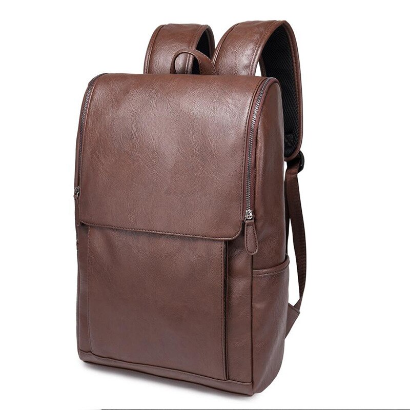Mænd anti-tyveri laptop rygsække læder rygsæk stilfuld rejse taske mandlig computer skoletaske til drenge rugzak sac a dos homme: Brun