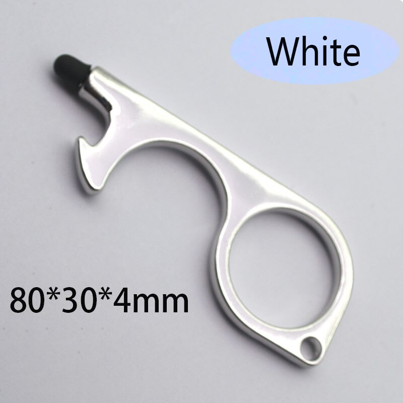 EDC-abridor de puerta sin tocar, botones de pantalla, herramientas de prensa, protección de seguridad, aislamiento sencillo, sacacorchos, llavero, accesorios para el hogar: White 1