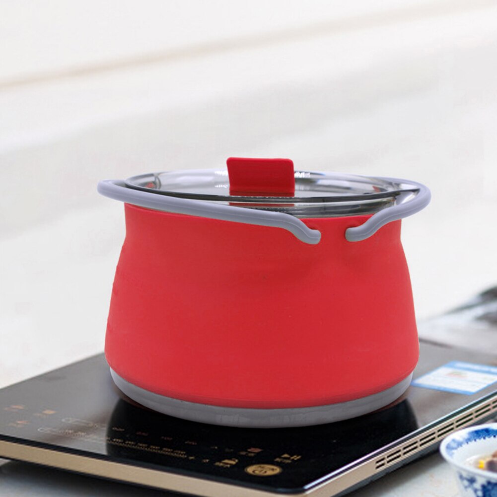 Portable Mini Boiling Water Pot Folding Silicone Kettle with Handle Water for Outdoor Camping Travel Self-Driving Tableware
