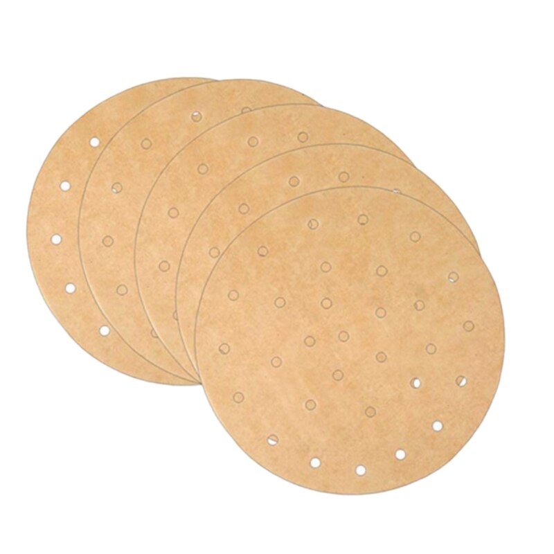 Practical Air Fryer Parchment Paper, Set of 100, 7.5 Inch Ronde Air Fryer Liners/Bamboo Steaming Paper for Air Fryer, Steaming B