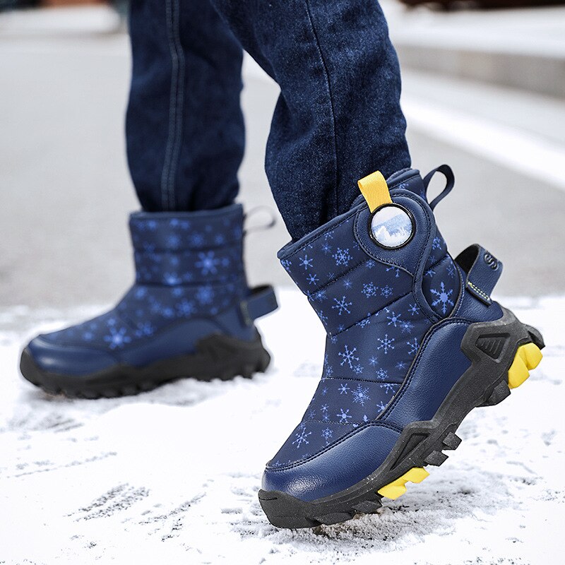 Boys Snow Boots Winter Kids Ankle Short Boot Warm Thick Fur Children Casual Shoes Thick Sole Water Proof Platform