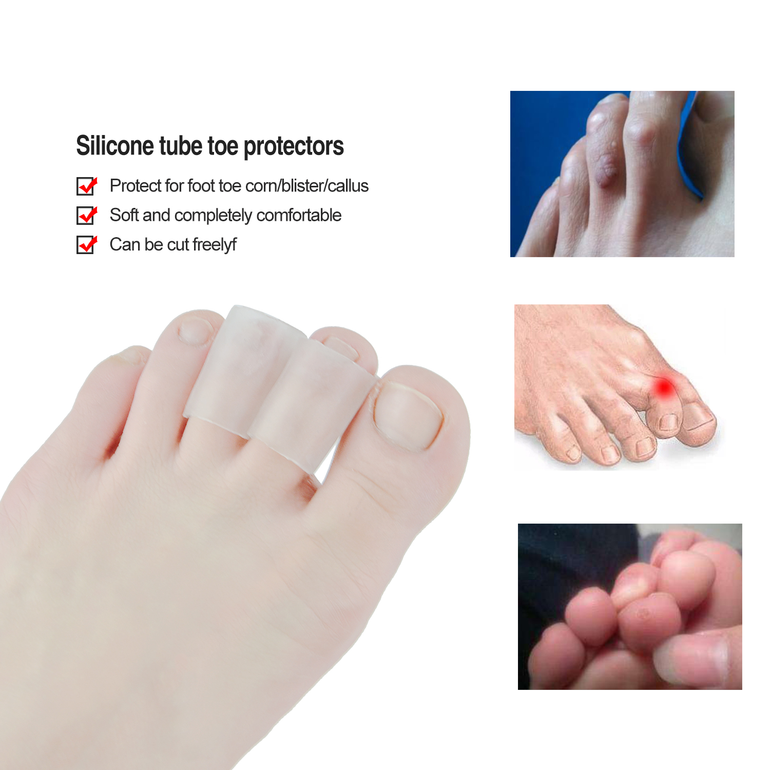 Silikon Daumen Schutz Gel Rohr Großen Finger Füße Schutz Finger setzt Lange Mais einstellen Separator Fußpflege Mais Blasen Kallus