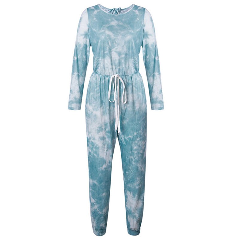 Vrouwen Pyjama Tie Dye Lounge Wear Loungewear Vrouwen Pyjama Set Slaap Set Lounge Set Lange Mouw Nachtkleding Een-stuk: blue / S