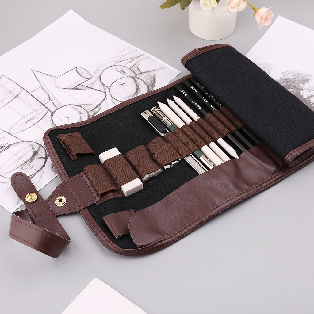 24 Pcs Professionele Schetsen Tekening Art Tool Kit Graphite Houtskool Potloden Gum Craft Schilderij Set