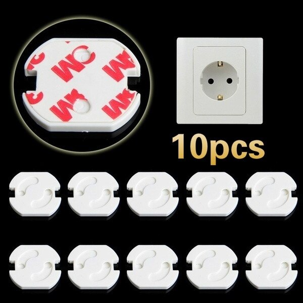 10 pçs tomada de energia da ue tomada elétrica do bebê crianças guarda segurança da criança proteção anti choque elétrico plugues protector girar capa: Default Title