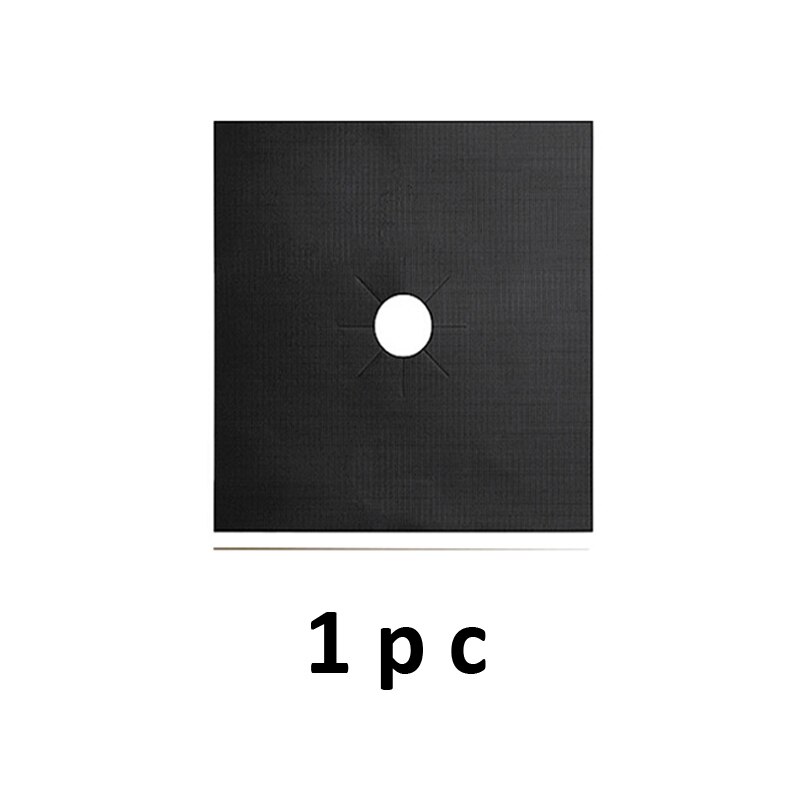 Non-Stick Reusable Self Adhesive Foil Cleaning Mat Set Stove Protector Cover Mat Cooker Cover Burner Protector Kitchen Tools: Black 1pc