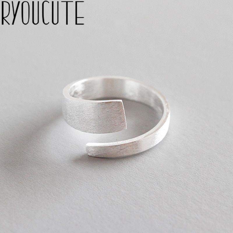 RYOUCUTE-Anillos geométricos coreanos para mujer, joyería de Color plata pura auténtica, anillo abierto para boda, Anillos Anelli