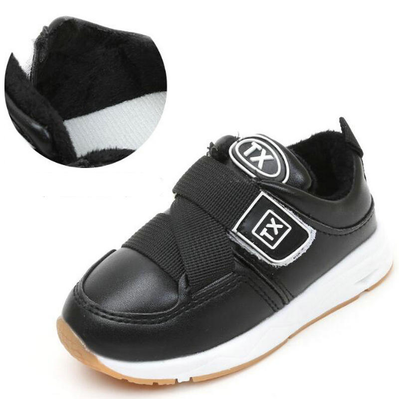 Nova Marca Crianças Botas Meninos Tênis de Inverno Engrosse Fur Manter Aquecido Botas Tênis de corrida Para Os Meninos Das Meninas Do Esporte Sapatos Macios Da Menina UE 21-30: Black / 11