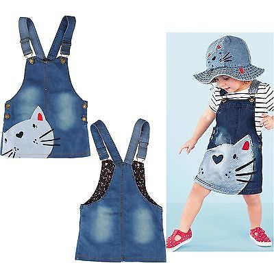 Barn bebis flicka sommar jeansrem overall klänning jumpsuit soldräkt kort kjol kostym katttryck ärmlösa prinsesskläder sundress